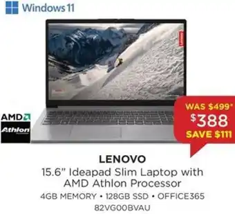 Bing Lee 15.6" Ideapad Slim Laptop with AMD Athlon Processor offer