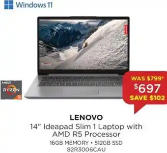 Bing Lee 14" Ideapad Slim 1 Laptop with AMD R5 Processor offer