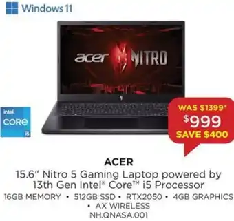 Bing Lee 15.6" Nitro 5 Gaming Laptop powered by 13th Gen Intel Core i5 Processor offer
