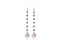 Bevilles Jewellery Bronzallure Black Spinel And Rose Pearl Dangle Earrings offer