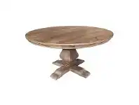 LivingStyles Broussey Reclaimed Elm Timber Round Pedestal Dining Table, 150cm offer