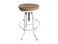 LivingStyles Burkel Iron Industrial Adjustable Bar Stool, White offer
