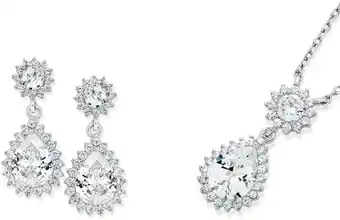 Angus & Coote Sterling silver cubic zirconia pendant & earring set offer