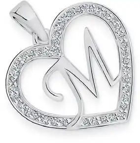 Angus & Coote Sterling silver initial m in cubic zirconia heart pendant offer