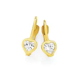 Angus & Coote 9ct gold cubic zirconia heart small huggie earrings offer