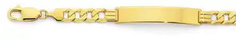 Angus & Coote 9ct gold men's solid bevelled curb id bracelet offer