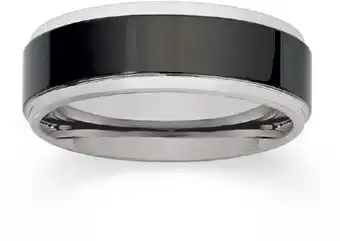 M+y tungsten carbide matte black & silver plate edge men's ring