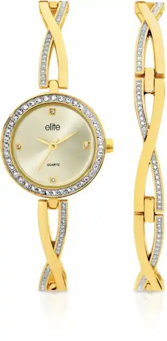Elite ladies watch & bracelet set