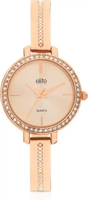 Elite ladies rose tone watch