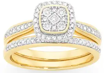 Goldmark 9ct gold diamond cushion shaped bridal set offer