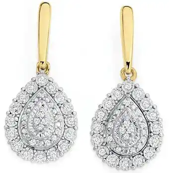 9ct gold diamond drop earrings