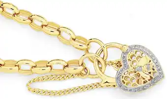 Goldmark 9ct gold 19cm solid belcher diamond padlock bracelet offer
