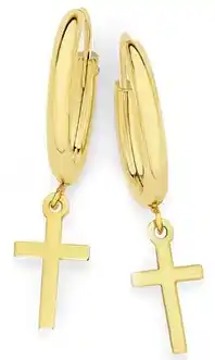 Goldmark 9ct gold 1.5x10mm cross drop hoop earrings offer