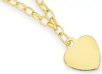 9ct gold 19cm solid belcher heart charm bracelet