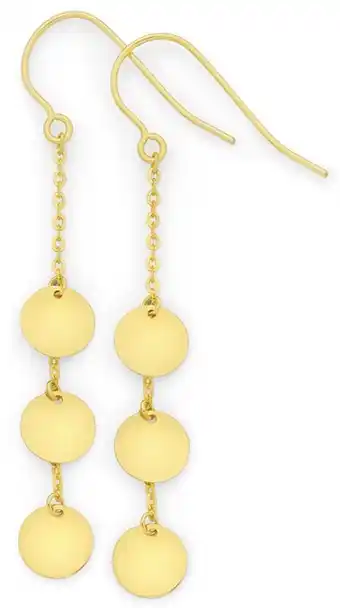 9ct gold multi discs trace drop earrings