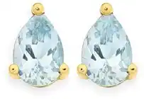 9ct gold sky blue topaz pear stud earrings