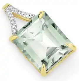 Goldmark 9ct gold green amethyst emerald cut slider pendant offer