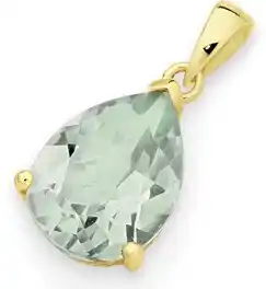 Goldmark 9ct gold green amethyst pear pendant offer