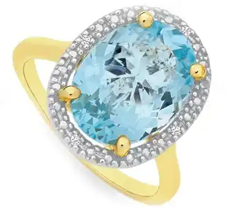 Manhattan g cocktail ring collection- 9ct gold sky blue topaz ring