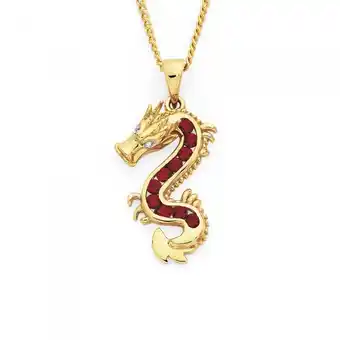 Goldmark 9ct gold created ruby & diamond dragon pendant offer