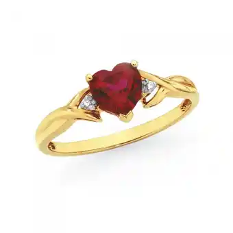 Goldmark 9ct gold created ruby & diamond heart ring offer