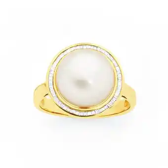 9ct gold pearl & diamond ring
