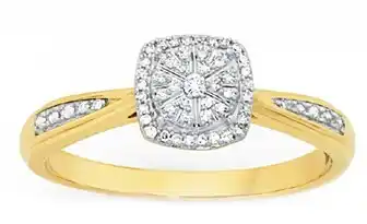 Goldmark 9ct gold diamond cushion shape ring offer