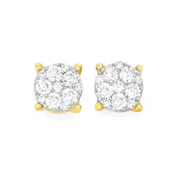 Goldmark 9ct gold diamond round brilliant cut cluster stud earrings offer