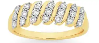 9ct gold diamond ribbon band