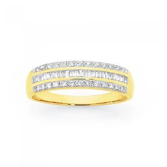 Goldmark 9ct gold diamond three row band offer