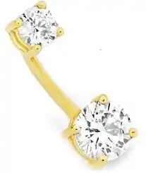 Goldmark 9ct gold double round cubic zirconia belly bar offer