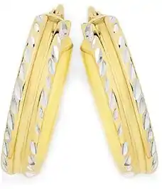 Goldmark 9ct gold on sterling silver two tone 4x15mm hoop earrings offer