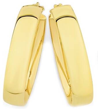 Goldmark 9ct gold on sterling silver 6x25mm half round hoop earrings offer