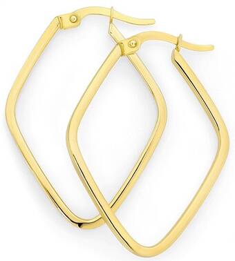 Goldmark 9ct gold on sterling silver open kite hoop earrings offer