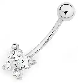 Goldmark Sterling silver & stainless steel tiny cubic zirconia butterfly belly bar offer