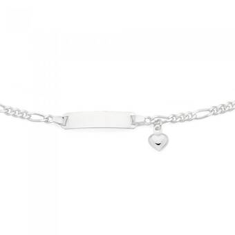 Goldmark Sterling silver kids 16.5cm figaro 3+1 identity heart charm bracelet offer