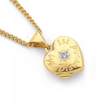Goldmark 9ct gold 'my first diamond' heart locket offer