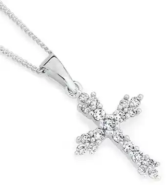 Sterling silver fancy cubic zirconia cross pendant