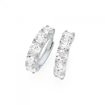 Sterling silver cubic zirconia huggies