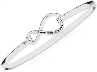 Sterling silver cubic zirconia love you always infinity bangle