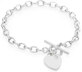 Goldmark Sterling silver cubic zirconia heart fob bracelet offer