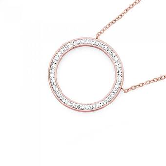 Goldmark Stainless steel rose plate crystal circle necklace offer