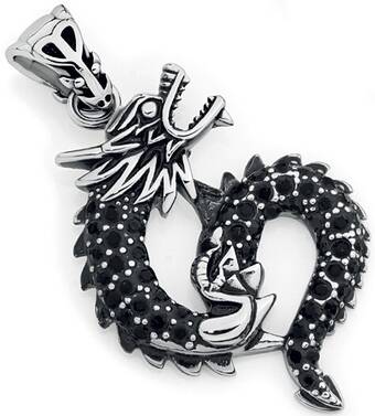 Goldmark Stainless steel black crystal pave dragon gents pendant offer