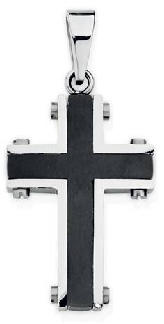 Goldmark Stainless steel & black plate centre edgy cross gents pendant offer