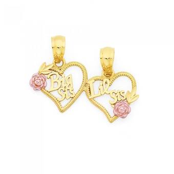 Goldmark 9ct gold 'big sis, lil sis' share pendant offer