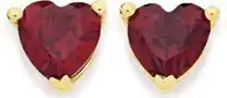 Goldmark 9ct gold created ruby heart stud earrings offer