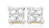 9ct gold diamond square stud earrings