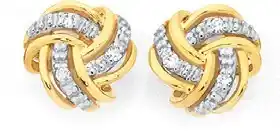 Goldmark 9ct gold diamond knot stud earrings offer