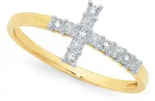 Goldmark 9ct gold diamond cross ring offer