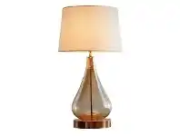 LivingStyles Lustre Glass Table Lamp, Teardrop, Pale Gold offer